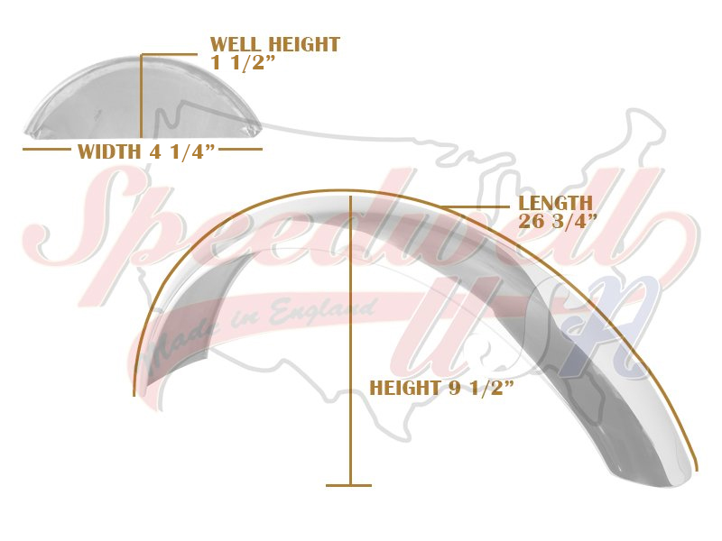 Triumph T100C TR6C up to 1968 Mild Steel Front Speedwell Mudguard/Fender PN# 97-1675