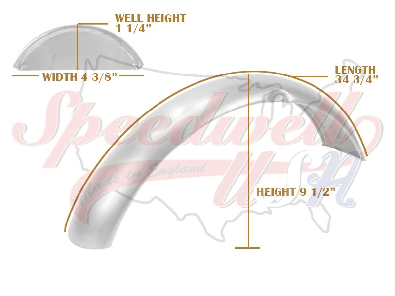 Triumph 500 650 Bare Steel Front Speedwell Fender w/Beaded Lip PN# 97-2268 H2268