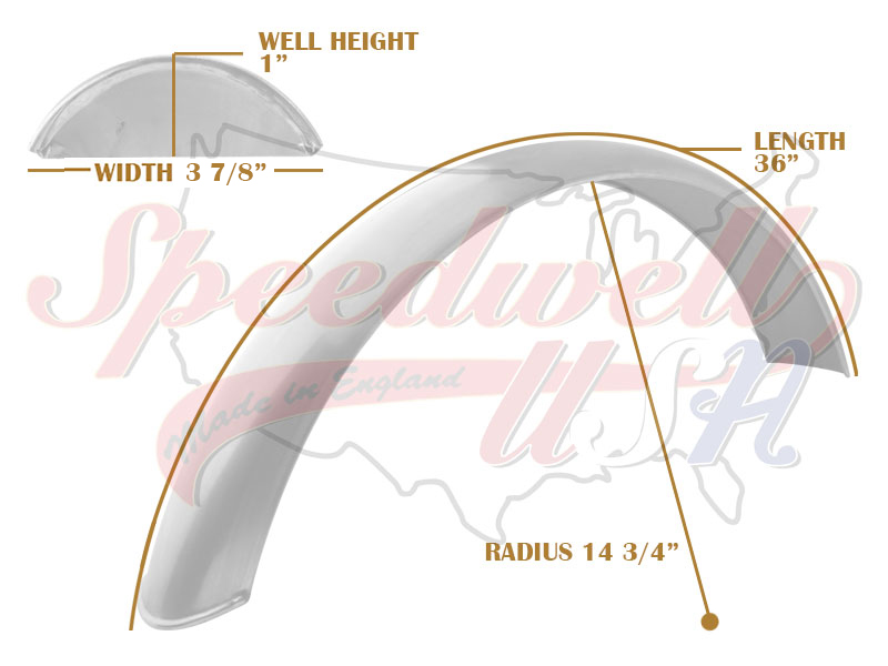 Universal Mudguard MC1 R14 3/4 36-inch Beaded Mild Steel Fender PN# TBS-SPE0015
