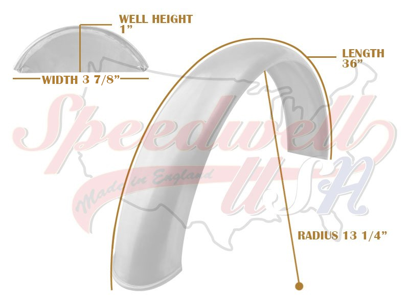 Universal Mudguard MC1 R13 1/4 36-inch Beaded Alloy Fender PN# TBS-SPE0021