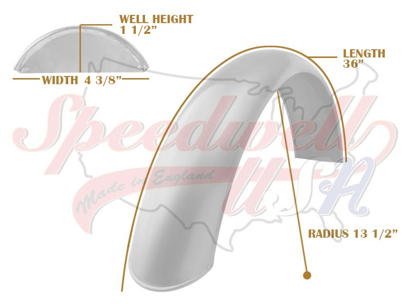 Universal Mudguard MC3 R13 1/2 36-inch Beaded Mild Steel Fender PN# TBS-SPE0038
