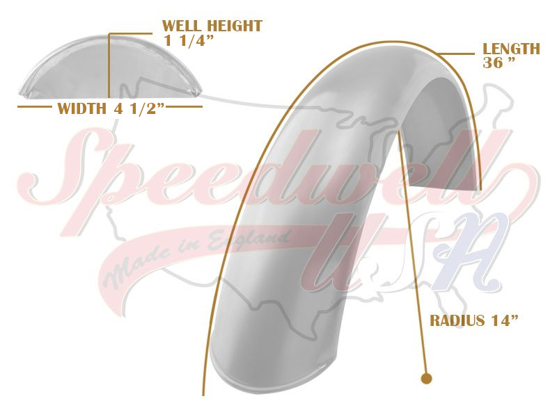 Universal Mudguard MC3 R14 36-inch Beaded Mild Steel Fender PN# TBS-SPE0040