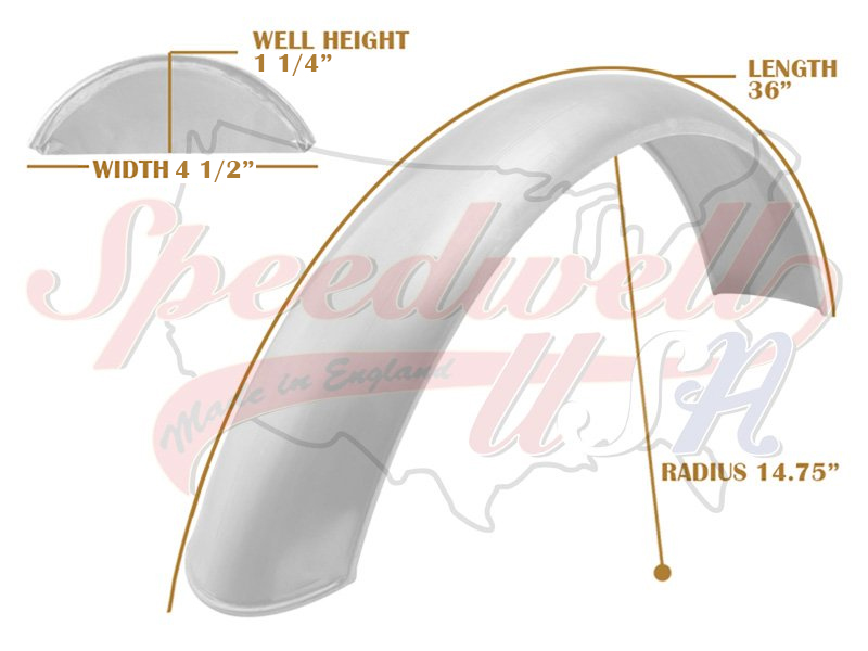 Universal Mudguard MC2 R14 1/2 36-inch Beaded Mild Steel Fender PN# TBS-SPE0042
