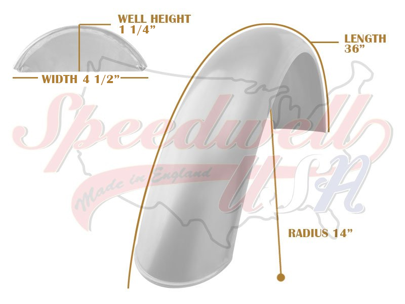 Universal Mudguard MC3 R14 3/4 36-inch Beaded Mild Steel Fender PN# TBS-SPE0044