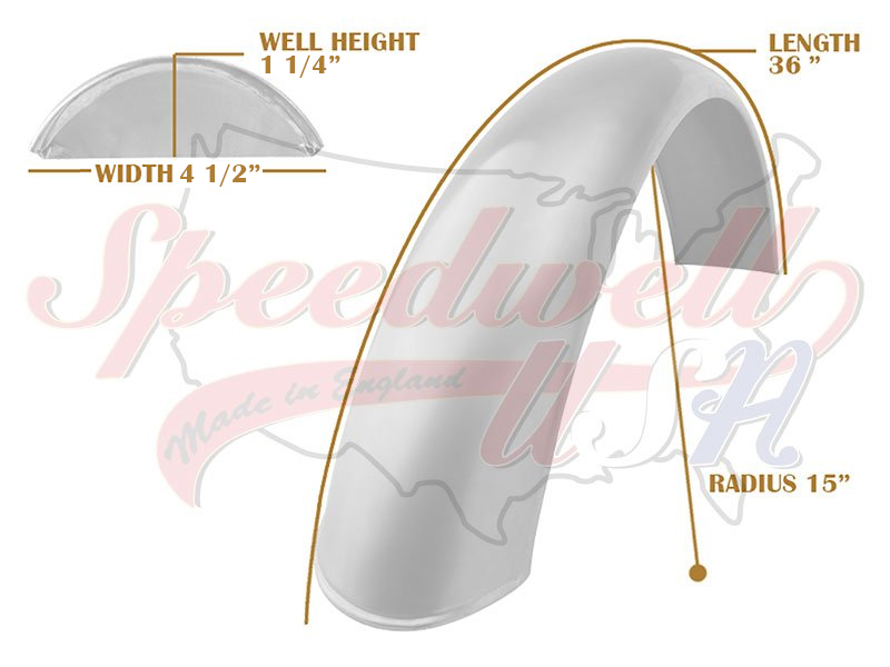 Universal Mudguard MC2 R15 36-inch Beaded Mild Steel Fender PN# TBS-SPE0046