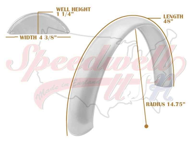 Universal Mudguard MC3 R14 3/4 48-inch Beaded Alloy Fender PN# TBS-SPE0057