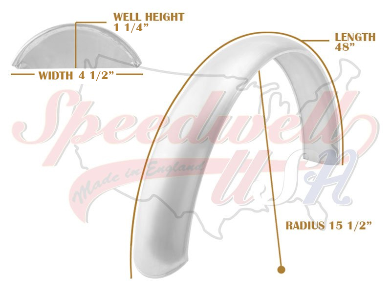 Universal Mudguard MC3 R15 1/2 48" Beaded Alloy Fender PN# TBS-SPE0061