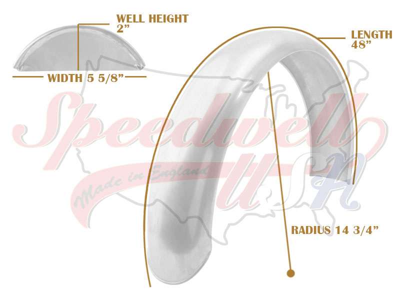 Universal Mudguard MC4 R14 3/4 48-inch Beaded Alloy Fender PN# TBS-SPE0068