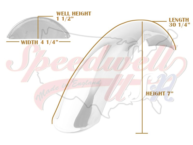 Triumph TR5T/BSA B50MX Front Stainless Steel Mudguard / Fender PN# 97-4072